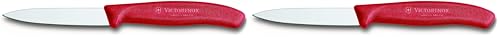 Victorinox Swiss Classic Paring Knife, 3.25-Inch Straight Edge, Red, 2-Pack