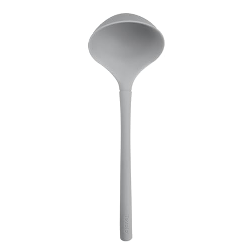 Tovolo Flex-Core Silicone Ladle BPA Free Oyster Gray Deep Soup Ladle, Heat-Resistant Kitchen Utensil