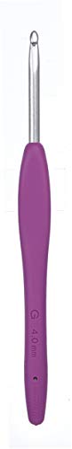 Clover Amour Crochet Hook G (4.0mm) - Easy Grip, Purple