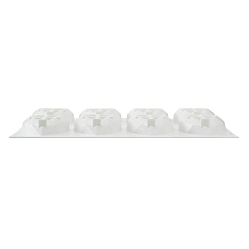 Pastry Tek 8 Cavities Diamond Heart Molds, 10 Oven-Ready Geometric Heart Molds - Flexible, Freezable, White Silicone Heart Baking Molds, Easy Release, For Baking - Restaurantware