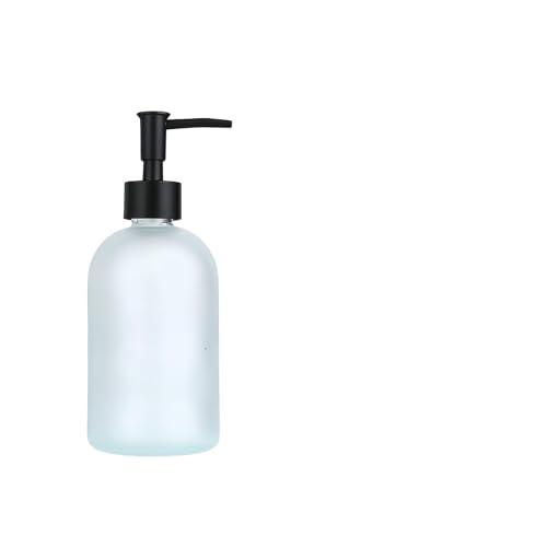 Qaoliffa Frosted White Glass Soap Dispenser with Rust-Proof Pump & 12 Labels