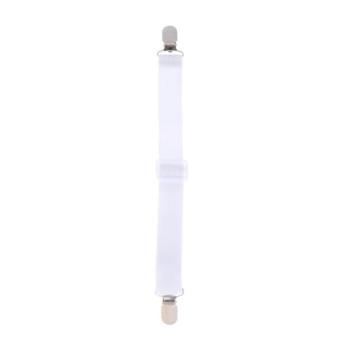 Adjustable White Bed Sheet Fasteners - Heavy Duty Elastic Straps for Fitted & Flat Sheets