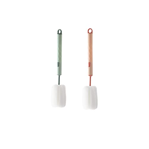 2pcs Detachable Sponge Cleaning Brush Set for Glassware - Green & Pink
