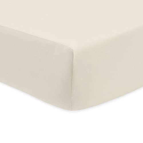 100% Natural Cotton Percale Fitted Crib Sheet - Cream