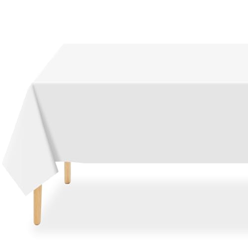 QIKSION Disposable White Tablecloths, 54x108 Inch, 2 Pack