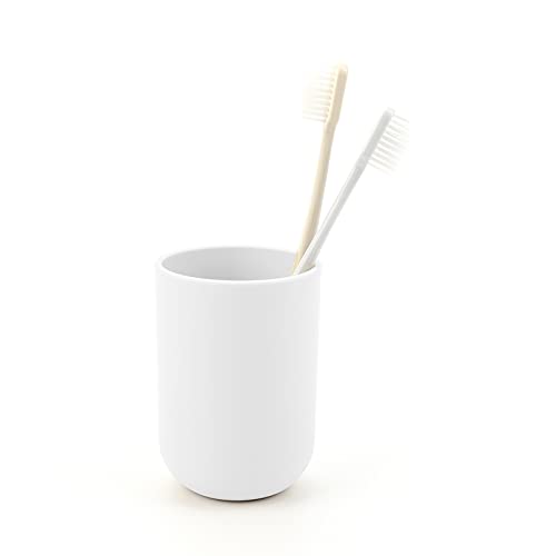 White Toothbrush Holder Cup - 350ml Bathroom Organizer