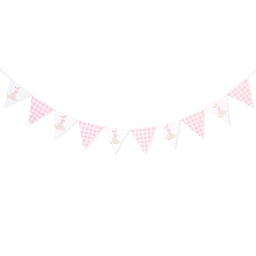 One Funny Goose Birthday Banner - Pink Gingham Baby Shower Decoration