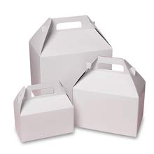 Paper Mart Large Gable Boxes, Pack of 100 White Gable Boxes, 8 x 4 7/8 x 5 1/4 Inches, Food Packaging for Wedding Favors or Gifts