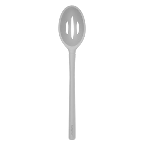 Tovolo Silicone Slotted Deep Serving Spoon - Heat Resistant, Dishwasher Safe, Oyster Gray