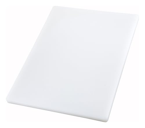 Winco White Cutting Board 12" x 18" x 1" - Polyethylene, Dishwasher Safe