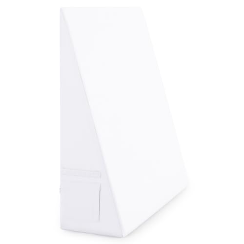 White Wedge Pillow Cover with Zipper and Side Pocket - 25" x 25" x 8"