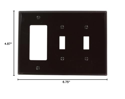 Leviton Brown Midway 3-Gang Wallplate, 2-Toggle & 1-Decora