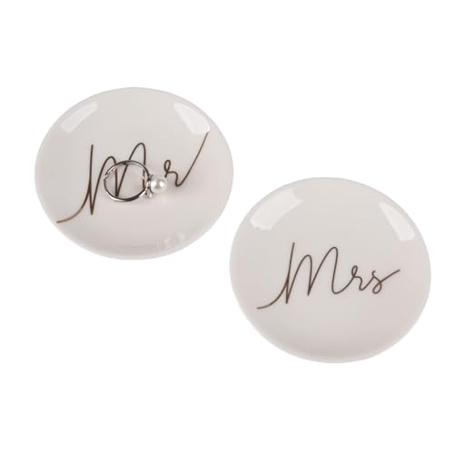 Mr & Mrs Ceramic Ring Dish - Small Jewelry Holder with Gold Foil