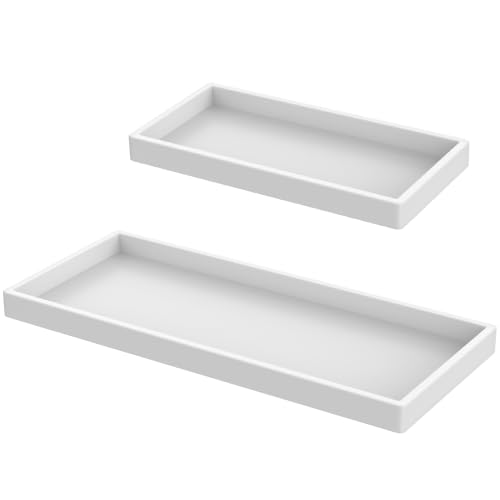 Silicone Bathroom Vanity Tray - Marble Style Countertop Organizer for Soap, Jewelry & Toiletries
