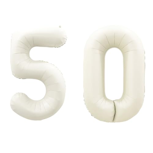 40 Inch Cream White Number 50 Foil Balloon for 50th Birthday Party