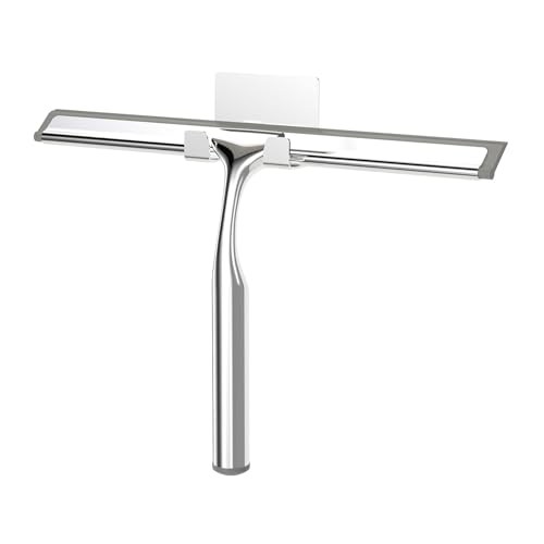Stainless Steel Shower Squeegee with Adhesive Hook - 10"