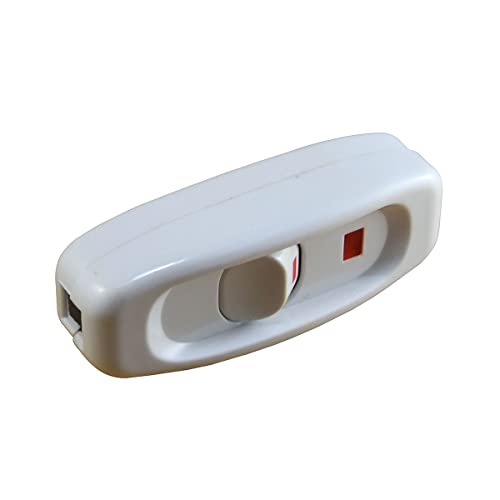 Inline Cord Switch 10A 250V LED Rocker Lamp Switch White 2 Pack