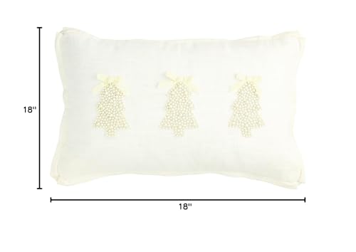 Christmas Tree Pearl Pillow with Velvet Bow 18x18 Decorative Cushion