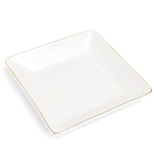 HANKOR White Ceramic Jewelry Dish Tray - Decorative Trinket Holder for Rings & Earrings
