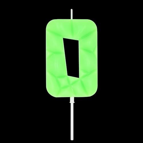 Luminous Green Number 0 Birthday Candle - 3D Cake Topper