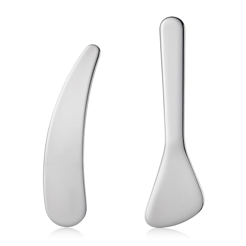 JJUNW 2Pcs Stainless Steel Cosmetic Spatula Mini Makeup Spoon Set