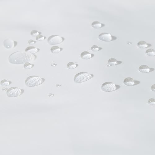 Water-Repellent White Shower Curtain with Hooks, 72x72 Inches
