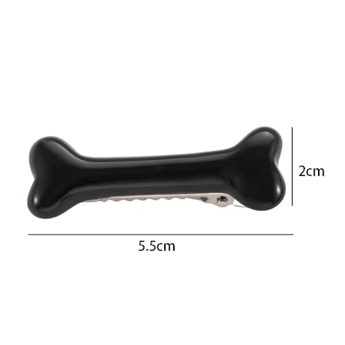 Dog Bone Hair Clips Alligator Barrettes Black Hair Accessories 2 Pcs