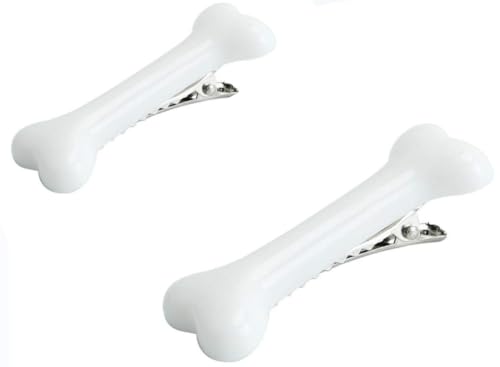 White Dog Bone Hair Clips Punk Hairpins Barrette 2Pcs