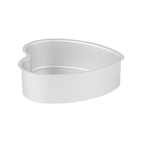 Restaurantware-Met Lux 6 x 6 x 2 Inch Straight-Sided Baking Tins, 12 Heart Shaped Cake Pans - Oven-Ready, Freezable, Anodized Aluminum Heart Baking Pans, Greaseproof, For Valentine’s Day Cakes