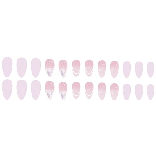 Valentine Press on Nails Medium Almond White French Tip Fake Nails