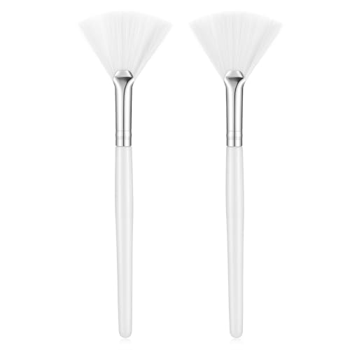 Auteonsa Facial Fan Brushes 2-Pack, Soft Nylon Face Mask Applicator