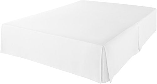 Amazon Basics Full White Pleated Bed Skirt - Wrinkle & Fade Resistant Polyester, 16-Inch Drop