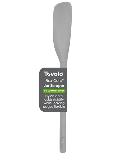 Tovolo Silicone Jar Spatula - Long Handle Oyster Gray Flexible Scraper for Jams & Nut Butters