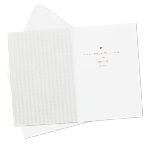 Hallmark Baptism Card with Floral Cross and Gold Heart