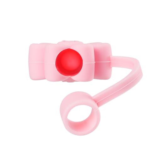 Cute Silicone Flower Straw Topper for 10mm Straws - Pink
