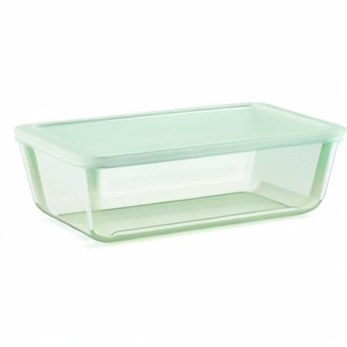 Pyrex Colors Tinted (11 Cup) Large Rectangular Food Storage Container, Snug Fit Non-Toxic Plastic BPA-Free Lids, Freezer Dishwasher Microwave Safe