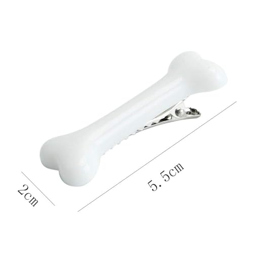 White Dog Bone Hair Clips Punk Hairpins Barrette 2Pcs