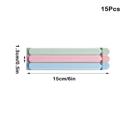 15 Pack 6-Inch Food Bag Sealing Clips for Kitchen Storage