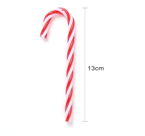 16pcs Christmas Candy Cane Ornaments - Red & White Plastic Decor