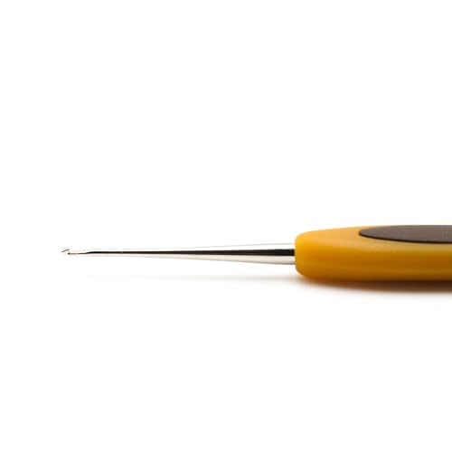 Clover Soft Touch Steel Crochet Hook - 1.00mm Ergonomic Crafting Tool