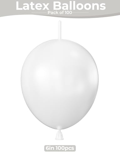 100PCS Pearl White Linking Balloons - 6 Inch Quick Link Latex for Party Decorations