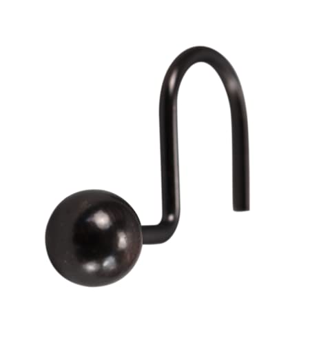 Rust-Resistant Bronze Shower Curtain Hooks - 12 Pack