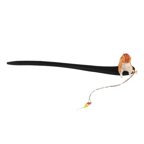 Sandalwood Tassel Hair Stick with Cute Cat Fishing Motif, 2-Piece Set