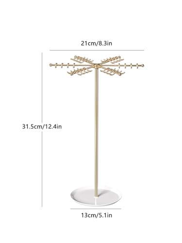 Elegant Tree-Shaped Necklace Holder Organizer - Gold Jewelry Display Stand