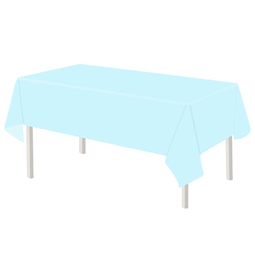 Light Blue Disposable Tablecloth 54x108 for 6-8 ft Tables - 2 Pack