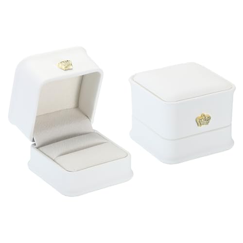 PATIKIL White Velvet Ring Box 2 Pack Wedding & Proposal Jewelry Holders