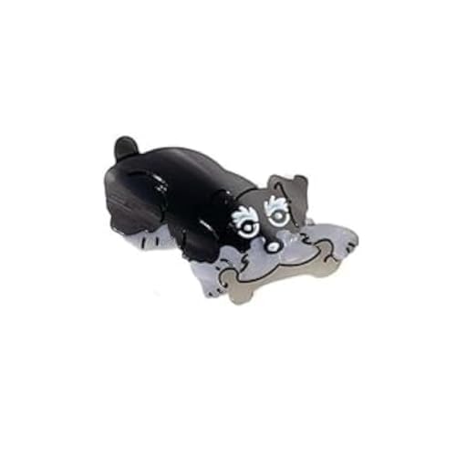 Black Acetate Duckbill Hair Clip Cute Dog Bone & Schnauzer Design