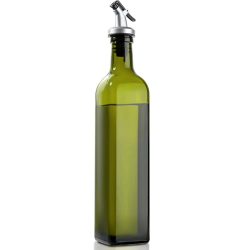 Gmisun 17oz Olive Oil Dispenser Bottle, Green Glass Cruet with Flip Spout