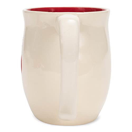 DEMDACO Love Red Heart Cream 16 ounce Stoneware Christmas Mug
