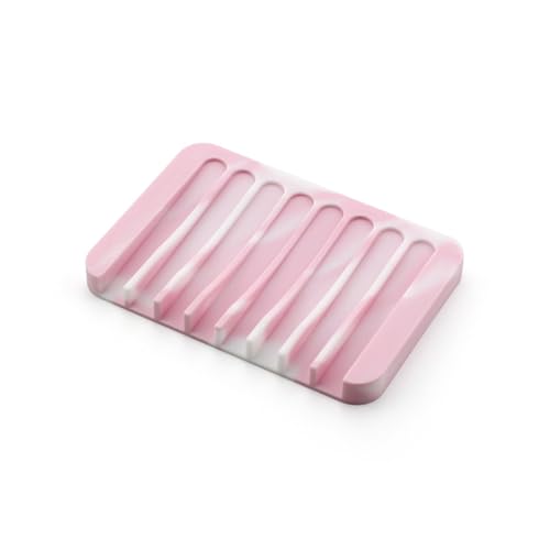 YUPENLAI Pink-White Self-Draining Silicone Soap Dish - Bathroom & Kitchen